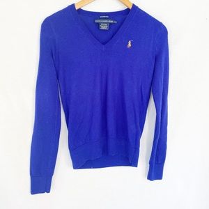 Ralph Lauren Sport wool V neck sweater S/P royal